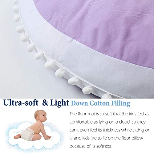 Kishome Large Floor Pillow Kids Round Floor Cushion Seating, 35 inches Big Circle Pillow, Round Floor Pillows Seating for Children, Oversized Mat for Reading Nook Teepee Playroom Nursery, Purple - Image 2