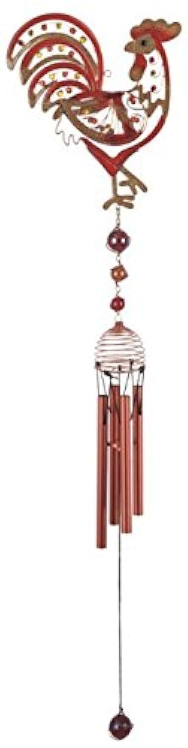 StealStreet SS-G-99270 Wind Chime Copper and Gem Rooster Garden Decoration Hanging Porch Decor - Image 5