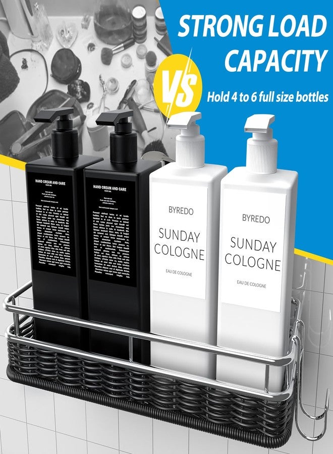 Getsrichfc Shower Caddy 3 Pack, Adhesive Shower Organizer with Soap Dish and 4 Hooks, Rustproof Stainless Steel Shower Shelves, Wall Mounted No Drilling Storage Shelf Basket Accessories for Bathroom & Kitchen - Image 3