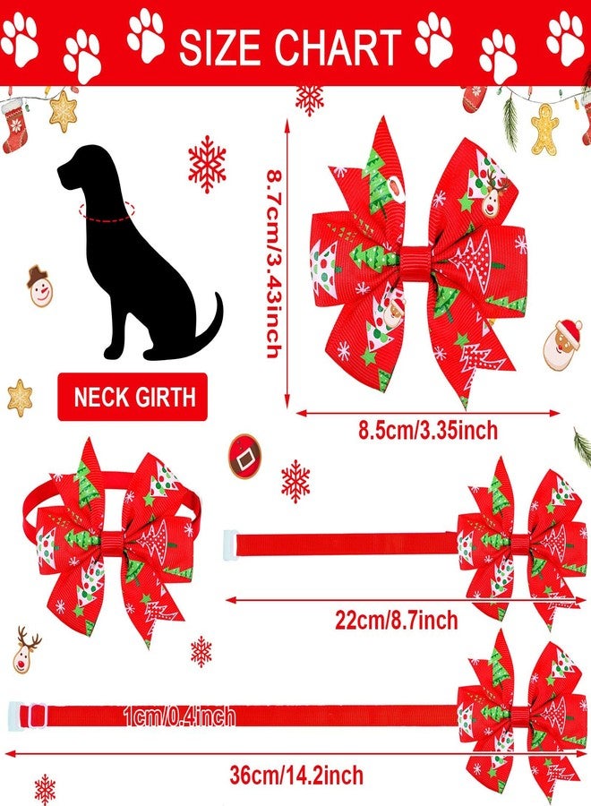 Maitys 80 Pcs Christmas Collars for Dogs, Christmas Dog Bow Winter Bows for Dogs Xmas Tree Bow tie Dog Adjustable Collar Grooming Hair Bows for Xmas Holiday Pet Accessories - Image 3