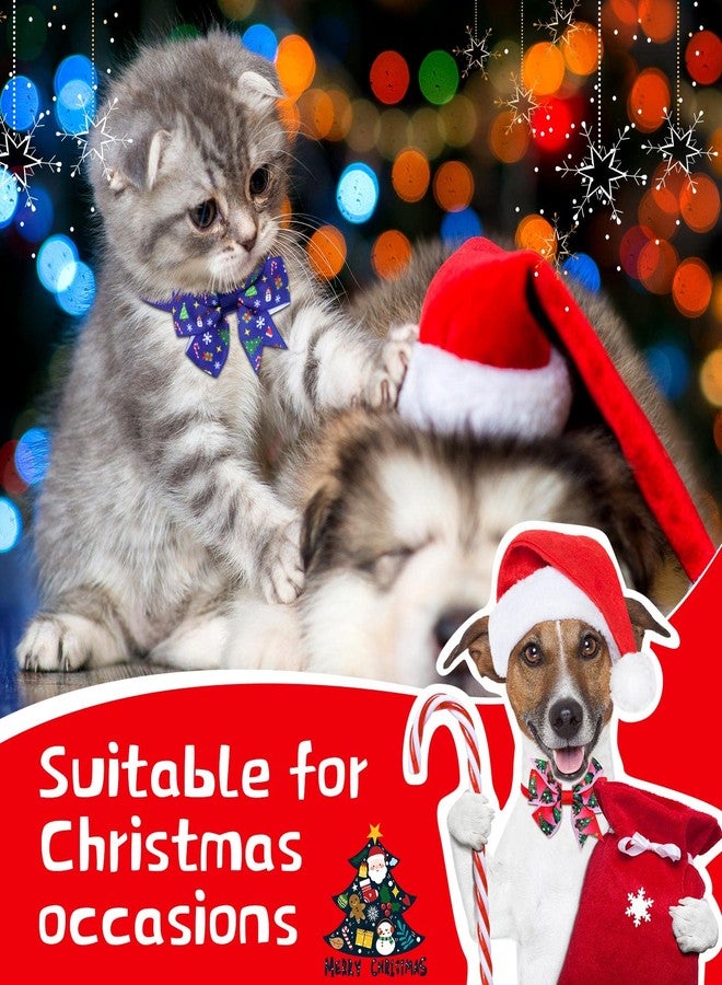 Maitys 80 Pcs Christmas Collars for Dogs, Christmas Dog Bow Winter Bows for Dogs Xmas Tree Bow tie Dog Adjustable Collar Grooming Hair Bows for Xmas Holiday Pet Accessories - Image 4
