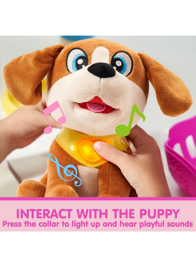 JOYIN Dog Toys for Toddlers, Play Puppy Toy with Carrier & Accessories, Plush Dog with Interactive Button, Lights & Sounds, Pet Care Set for Kids 1 2 3 4 Years Old, Birthday Gifts for Girls - Image 3