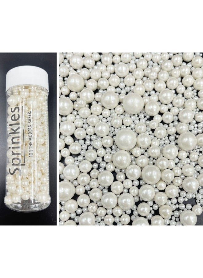 KOOTIPS Sprinkles Sugar Pearls 120g/ 4.2oz, Cupcake Cake Topper mix Sprinkles for Baking Manvscakes Jimmies Cookie Crystal Decorating Nonpareils (White) - Image 1