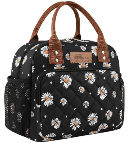HOMESPON Lunch Bag for Woman Man Adults with Front Pocket Insulated Lunch Tote with Side Pockets Lunch Box Container for Work Picnic or Travel (Daisy) - Image 4