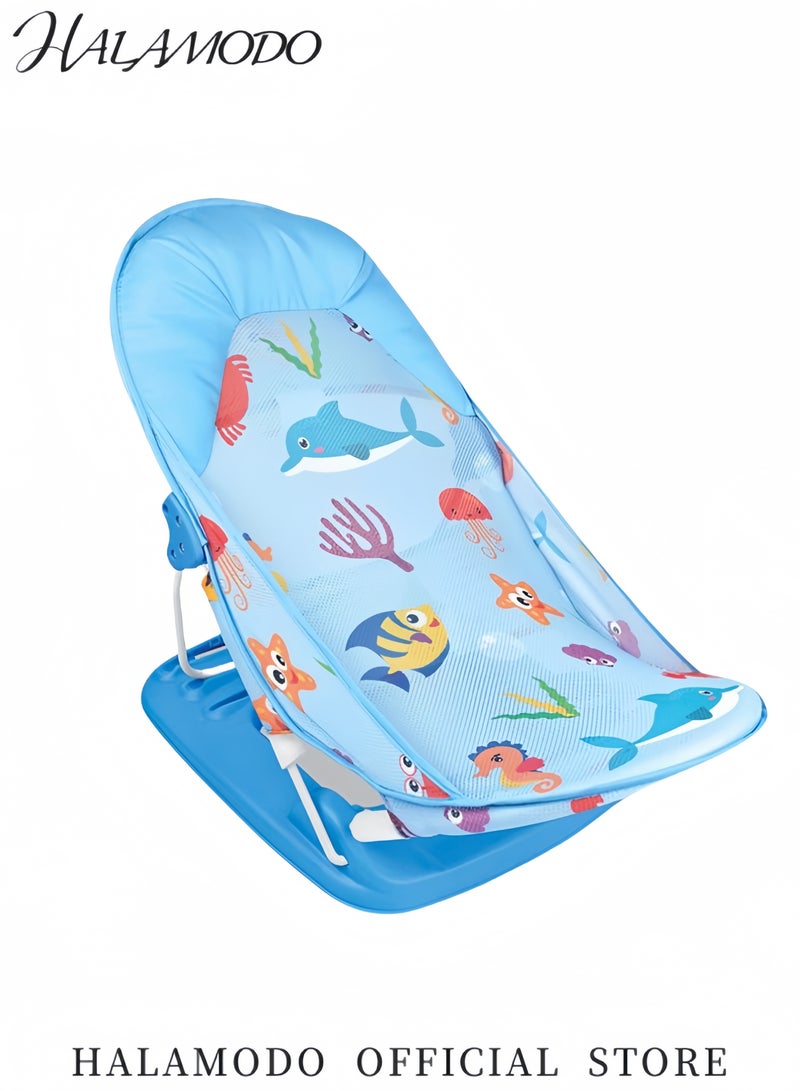 هالامودو مقعد استحمام الأطفال الرضع القابل للطي مسند استحمام قابل للتعديل لحوض الاستحمام أو حوض الاستحمام مقعد استحمام الأطفال مع 3 وضعيات إمالة لحديثي الولادة والرضع والأطفال من 0-12 شهرًا - Image 2