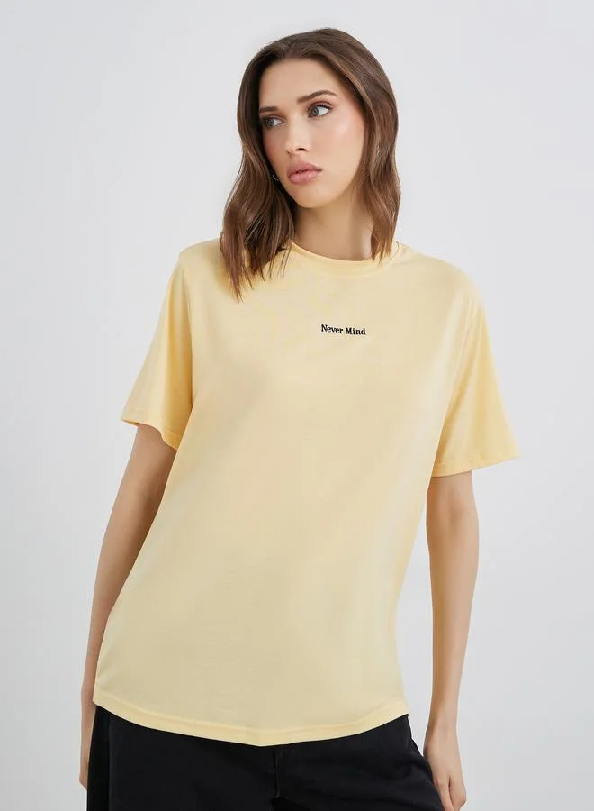 Take Two Take Two Slogan Print Regular Fit T-Shirt