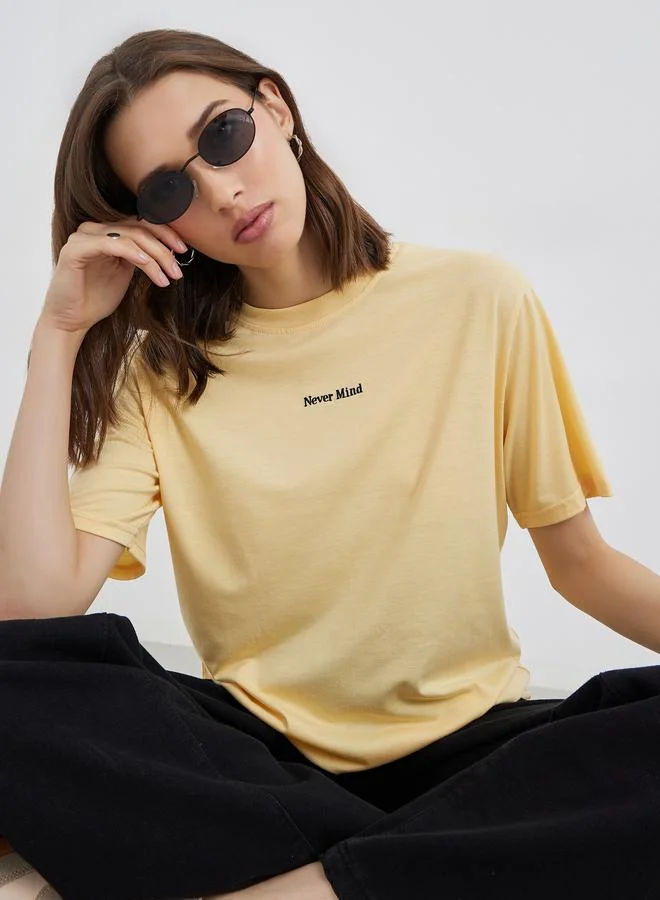 Take Two Take Two Slogan Print Regular Fit T-Shirt