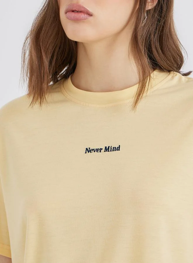 Take Two Take Two Slogan Print Regular Fit T-Shirt