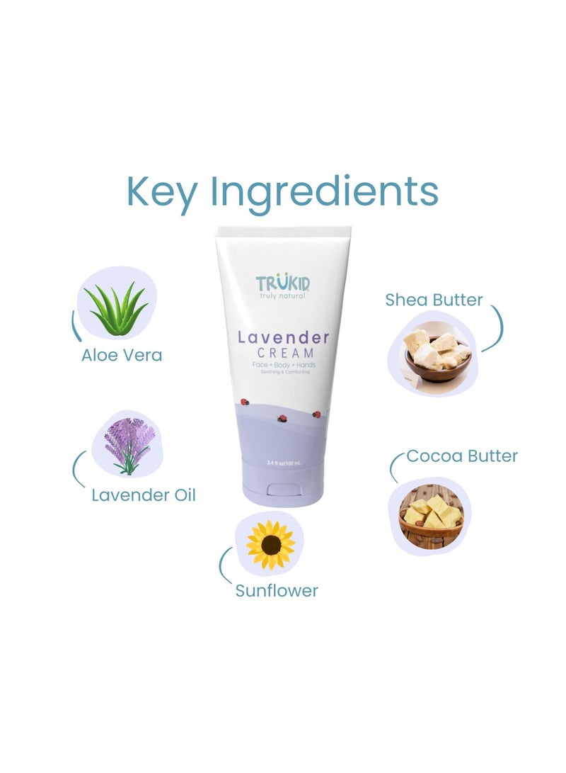 تروكيد كريم البشرة باللافندر من تروكيد للأطفال - يرطب البشرة الحساسة، جميع المكونات الطبيعية، غني بزبدة الشيا والكاكاو وزيت بذور العنب وفيتامين هـ، 3.4 أونصة - Image 3