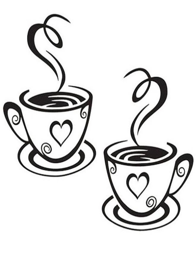 Decaltor Dual Coffee Cup Pattern Sticker Wall Decals Home Art Decor Size 12'' ×7 - Image 1