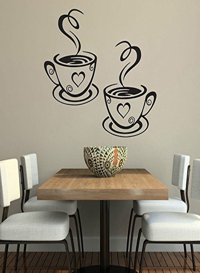 Decaltor Dual Coffee Cup Pattern Sticker Wall Decals Home Art Decor Size 12'' ×7 - Image 3