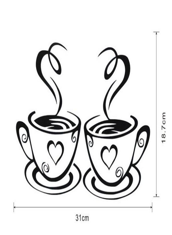 Decaltor Dual Coffee Cup Pattern Sticker Wall Decals Home Art Decor Size 12'' ×7 - Image 2