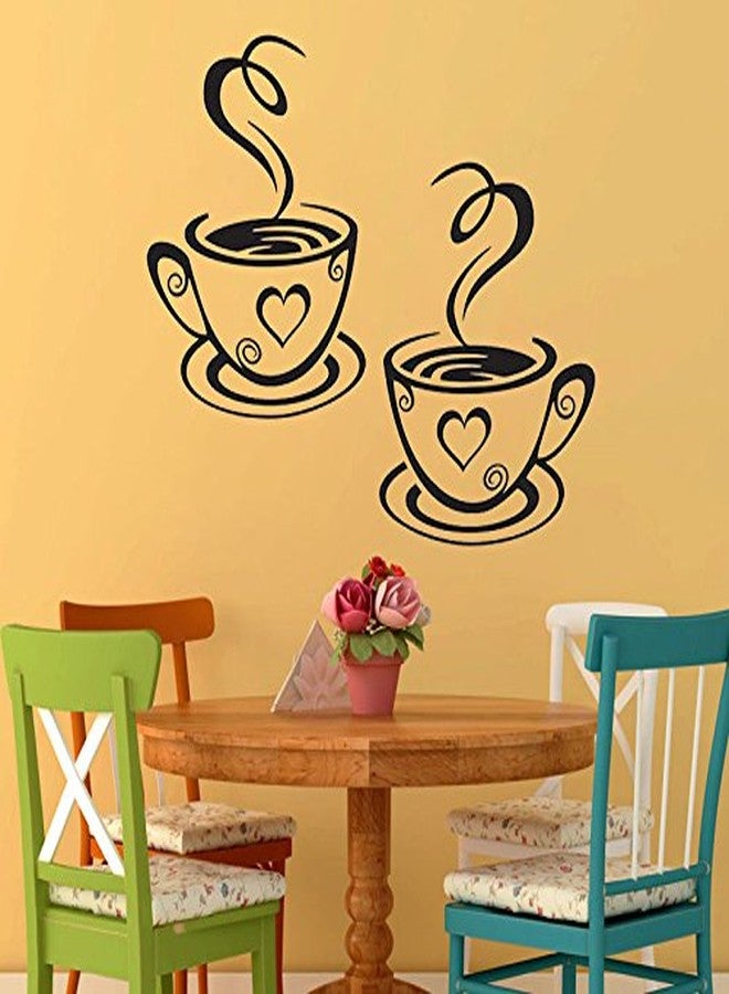 Decaltor Dual Coffee Cup Pattern Sticker Wall Decals Home Art Decor Size 12'' ×7 - Image 5