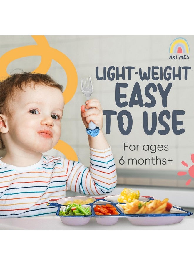 ARI MES - Divided Car Plate for Toddlers with Spoon and Fork - Fun, BPA-Free, Shatter- Resistant, Lightweight, Picky Eaters Kids Dinnerware Set, Children's Utensils - Image 4