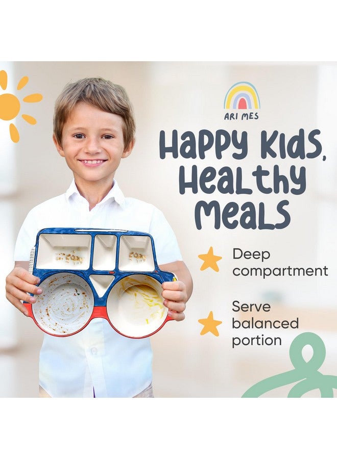 ARI MES - Divided Car Plate for Toddlers with Spoon and Fork - Fun, BPA-Free, Shatter- Resistant, Lightweight, Picky Eaters Kids Dinnerware Set, Children's Utensils - Image 5