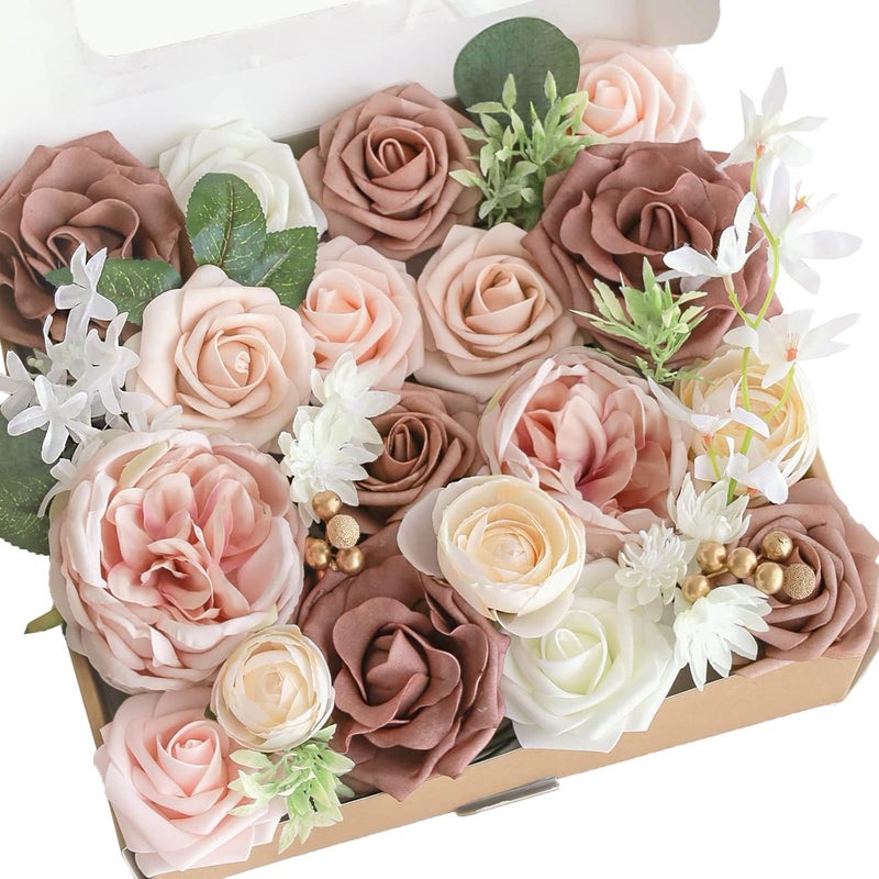 Lookein Artificial Flowers for DIY Wedding Decoration Bridal Bouquet Table Centerpieces Flower Wreaths Aisle Decoration Home Decor, Elegant Dusty Rose - Image 1