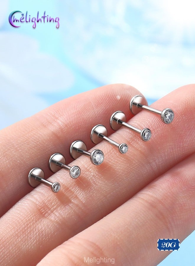 Melighting 3PCS 20G Threadless Push in Nose Studs, Nose Rings Set Stainless Steel 316L Clear 2/2.5/3 mm CZ, 6 mm Flat Back Earring, Helix Cartilage Lobe Labret Tragus Piercing Jewerly for Women - Image 2