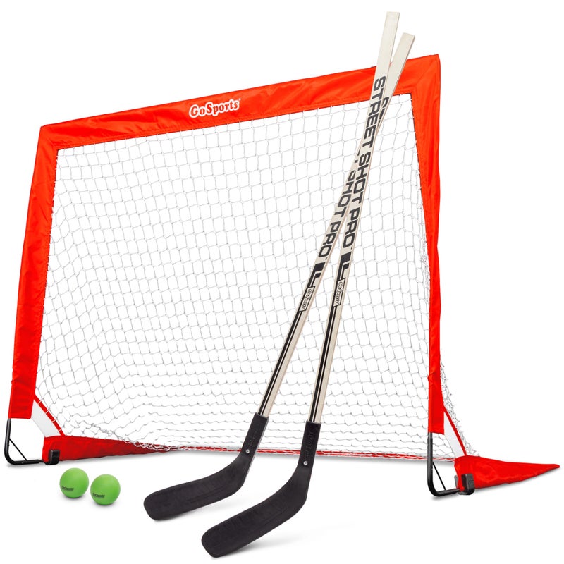GoSports Hockey Street Set - Includes Pop-Up Goal and 2 Hockey Sticks with 2 Balls - Image 1