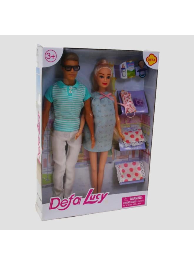 Defa Lucy & Kevin Doll Set with Baby – Complete Care Playset - Image 1