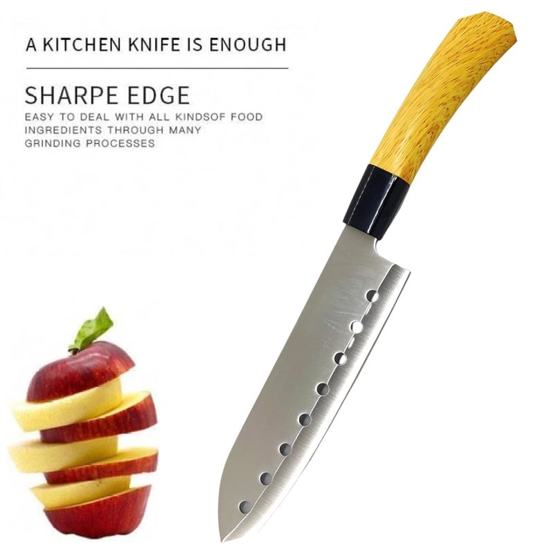 Praha Praha Kitchen Knife with Sharpe and Sharader Edge Santoku KnifeBigH869  - Image 2