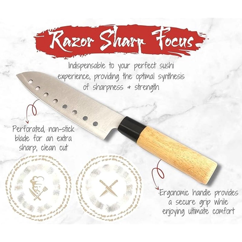 Praha Praha Kitchen Knife with Sharpe and Sharader Edge Santoku KnifeBigH869  - Image 4