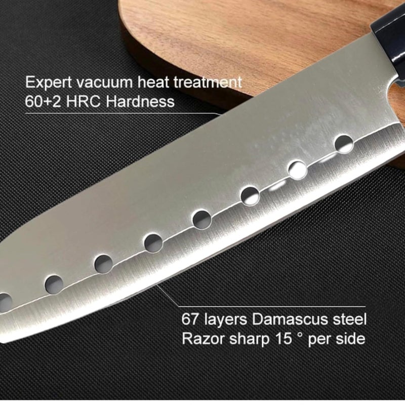 Praha Praha Kitchen Knife with Sharpe and Sharader Edge Santoku KnifeBigH869  - Image 5