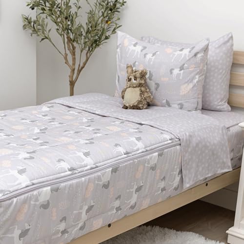 Beddy's Fairytale Unicorn Durable Zipper Bedding for Kids - Bed in a Bag - Purple Sheets & Comforter with Unicorns - Includes Pillowcase and Sham - Easy to Make & Wash - Toddler - Image 1