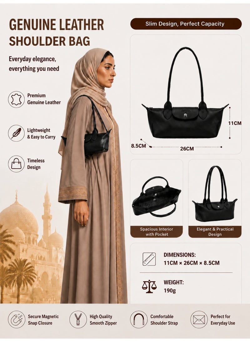 حقيبة كتف ميني باغيت كلاسيكية، جلد صناعي، لون أسود - Image 2