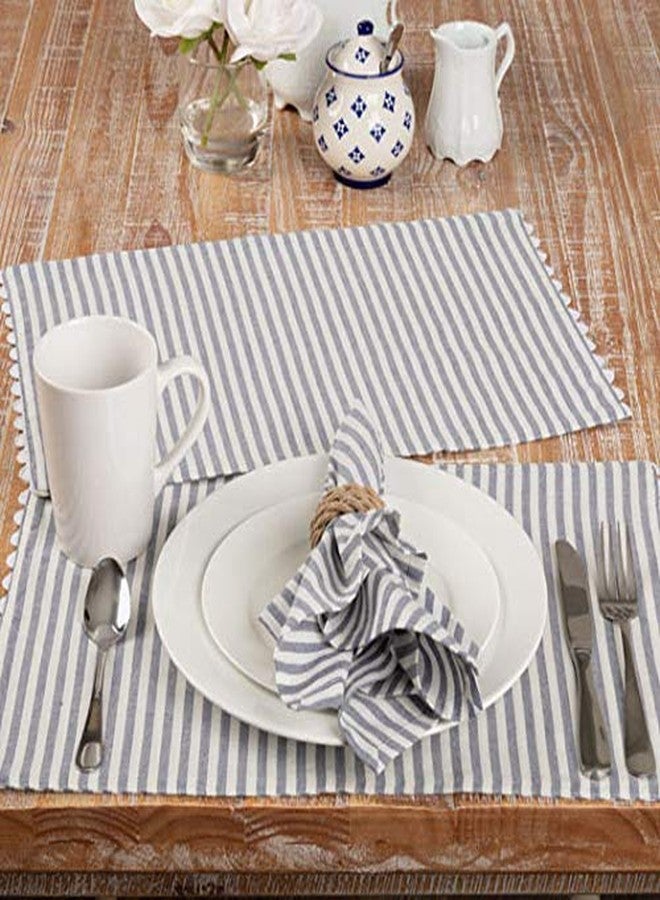 Piper Classics Farmhouse Ticking Stripe Blue Cloth Napkins. Set of 4, 18" x 18" - Image 2