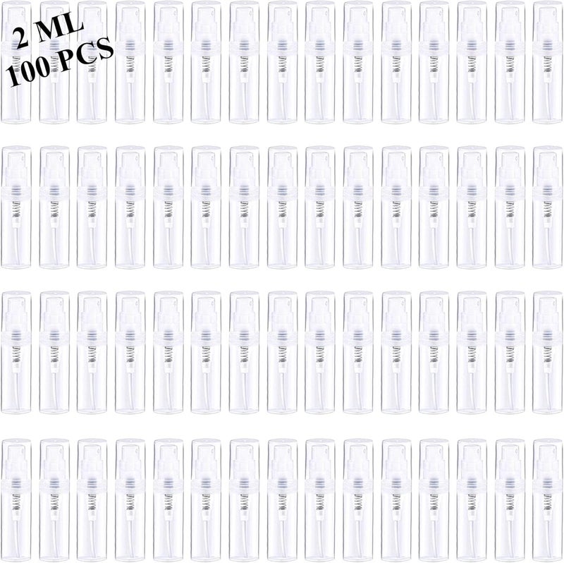 Csdtylh Mini Spray Bottles 100PCS 2ML Refillable Empty Clear Plastic Spray Bottles Perfume Mouthwash Atomizer Small Travel Size Aerosol Spray Bottle for Cleaning,Essential Oils,Hand sanitizer, Liquid … - Image 1