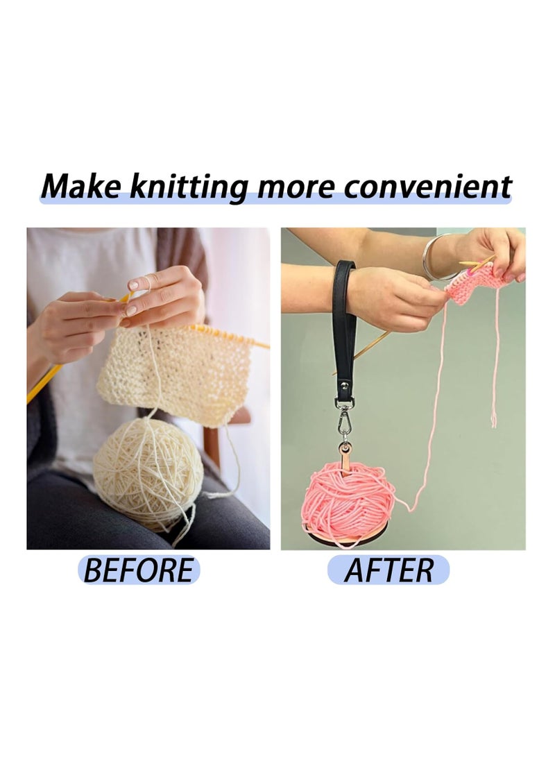 SYOSI Yarn Holder for Knitting Crochet Wooden Frame Prevent Yarn Tangling Winding and Dispensing Accessories Portable Wrist Twirling Mechanism Spinning Needles Presents for Craft Lovers  - Image 5