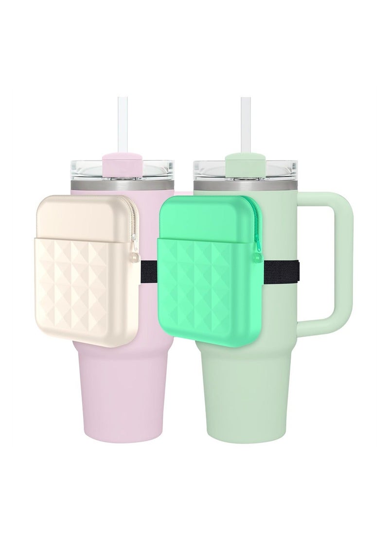 Generic - Water Bottle Pouch for Stanley Quencher Adventure 40oz & for Stanley IceFlow 20oz 30oz Tumbler, Portable Gym Tumbler Accessories, Water Bottle Zipper Pouch for Cards, Keys, Khaki - Image 1