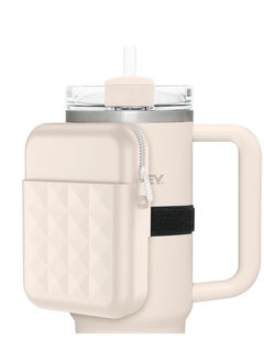 Water Bottle Pouch for Stanley Quencher Adventure 40oz & for Stanley IceFlow 20oz 30oz Tumbler, Portable Gym Tumbler Accessories, Water Bottle Zipper Pouch for Cards, Keys, Khaki