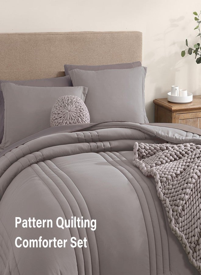 Monbix Full Comforter Set - 7 Pieces Cloud Purple Bed in a Bag Full Size Bedding Sets with Comforters, All Seasons Comforter with Sheets, Pillowcases & Shams - Image 4