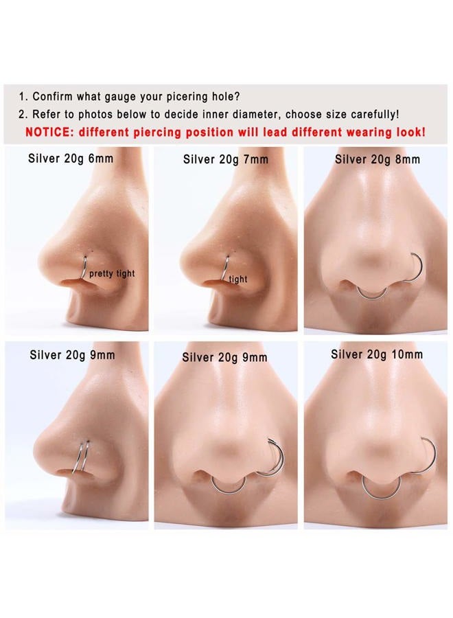 FANSING 11mm 16g Septum Rings for Women 16 Gauge Cartilage Earrings Hoop Silver Piercing Jewelry for Helix Ear Lobe Thick Nose Rings Hoops Surgical steel Septum Jewelry - Image 4
