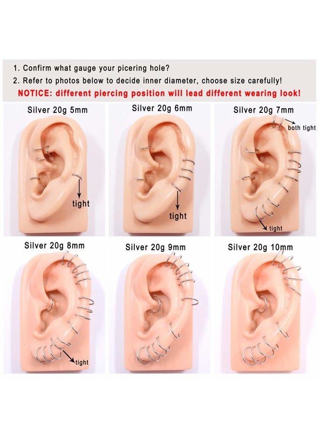 FANSING 11mm 16g Septum Rings for Women 16 Gauge Cartilage Earrings Hoop Silver Piercing Jewelry for Helix Ear Lobe Thick Nose Rings Hoops Surgical steel Septum Jewelry - Image 5