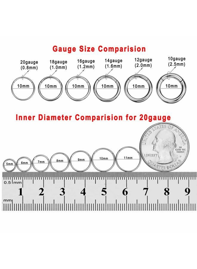 FANSING 11mm 16g Septum Rings for Women 16 Gauge Cartilage Earrings Hoop Silver Piercing Jewelry for Helix Ear Lobe Thick Nose Rings Hoops Surgical steel Septum Jewelry - Image 2