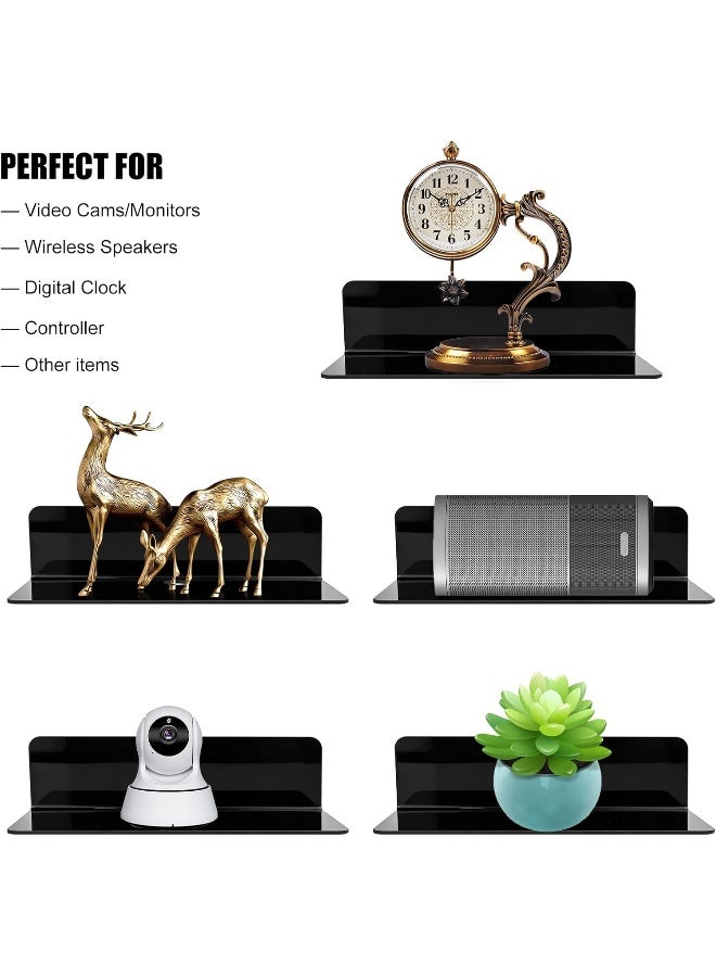 TPGP Black Floating Wall Shelves Set Of 2, Small Self Adhesive Wall Shelf No Drill Display Shelf - Image 5