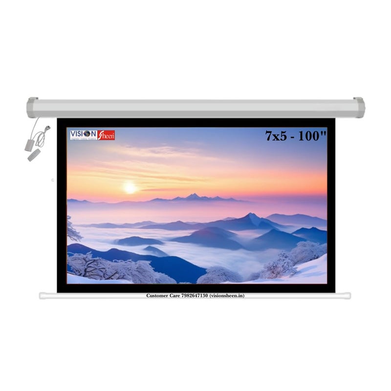 Sheen Vision 100 Inch Electric Motorised Projection Screen | Full HD & 3D Compatible | 4:3 Aspect Ratio | Smooth Roll Down Display with Wireless RF Remote | Ideal for Home Theater, Office & Classroom - Image 1
