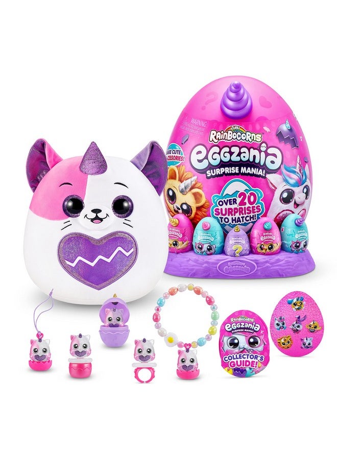 Rainbocorns Eggzania Surprise Mania Series 1 (Kitten) By Zuru, Collectible Plush Stuffed Animal, 5 Mini Eggs, Stickers, Diy Jewelry, Slime, Ages 3+ For Girls, Children  - Image 1