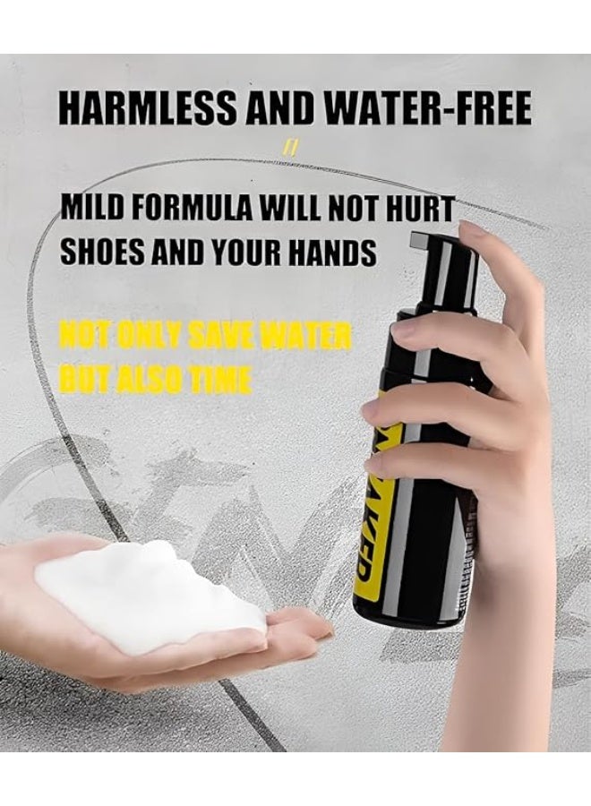منظف رغوي خالٍ من الماء للأحذية البيضاء والأحذية الرياضية مع فرشاة وفوطة  مجموعة تنظيف الأحذية الكل في واحد لتنظيف مختلف أنواع الأحذية الرياضية والشبكية والبيضاء - Image 5
