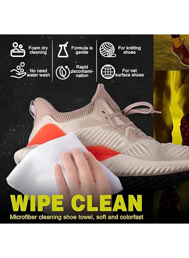 منظف رغوي خالٍ من الماء للأحذية البيضاء والأحذية الرياضية مع فرشاة وفوطة  مجموعة تنظيف الأحذية الكل في واحد لتنظيف مختلف أنواع الأحذية الرياضية والشبكية والبيضاء - Image 3