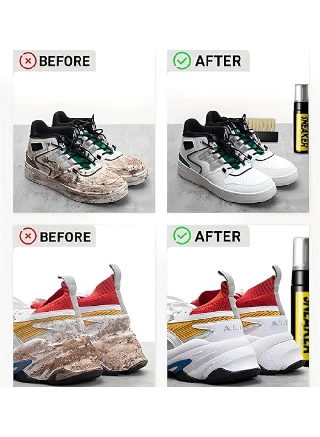 منظف رغوي خالٍ من الماء للأحذية البيضاء والأحذية الرياضية مع فرشاة وفوطة  مجموعة تنظيف الأحذية الكل في واحد لتنظيف مختلف أنواع الأحذية الرياضية والشبكية والبيضاء - Image 2