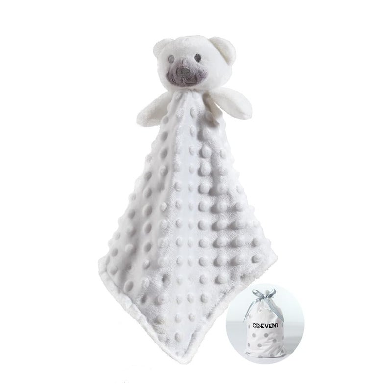 CREVENT Soft Cute Snuglling Toy Baby Security Blankies Unisex, Minky Dot Front + Sherpa Backing (White Bear) - Image 1