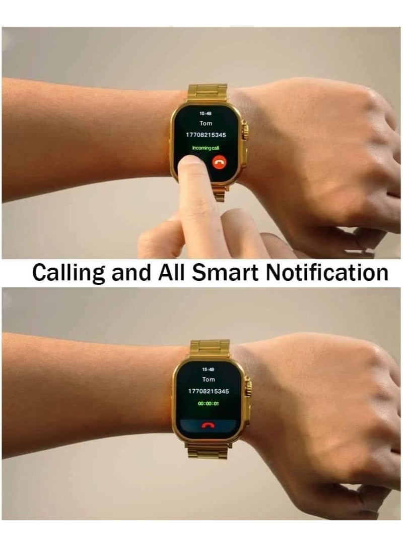 GENNEXT Wireless Charging Bluetooth Calling Smartwatch For Men and Women Golden Edition - Image 4