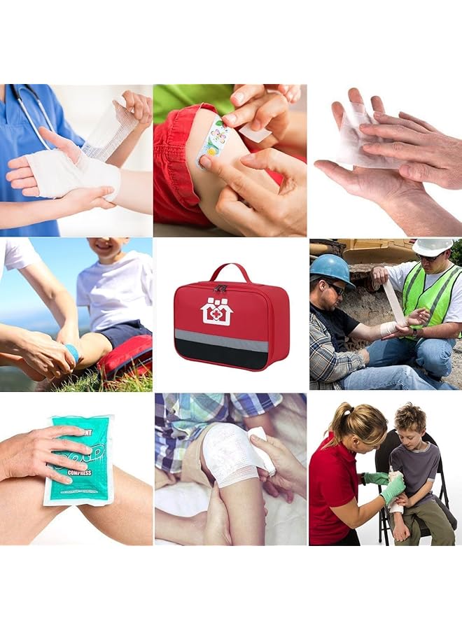 SYOSI Empty First Aid kit Bag Red Medical Supplies Organizer Bag Travel Medicine Bag Travel Rescue Pouch First Responder Storage Medicine Emergency Bag for Car Home Camping Medium (Bag Only) - Image 2