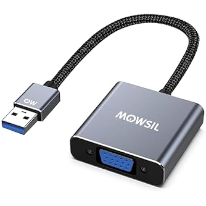 MOWSIL USB TO VGA ADAPTER, 1080P USB 3.0 TO VGA FULL HD CONVERTER[ALUMINIUM SHELL] - Image 1