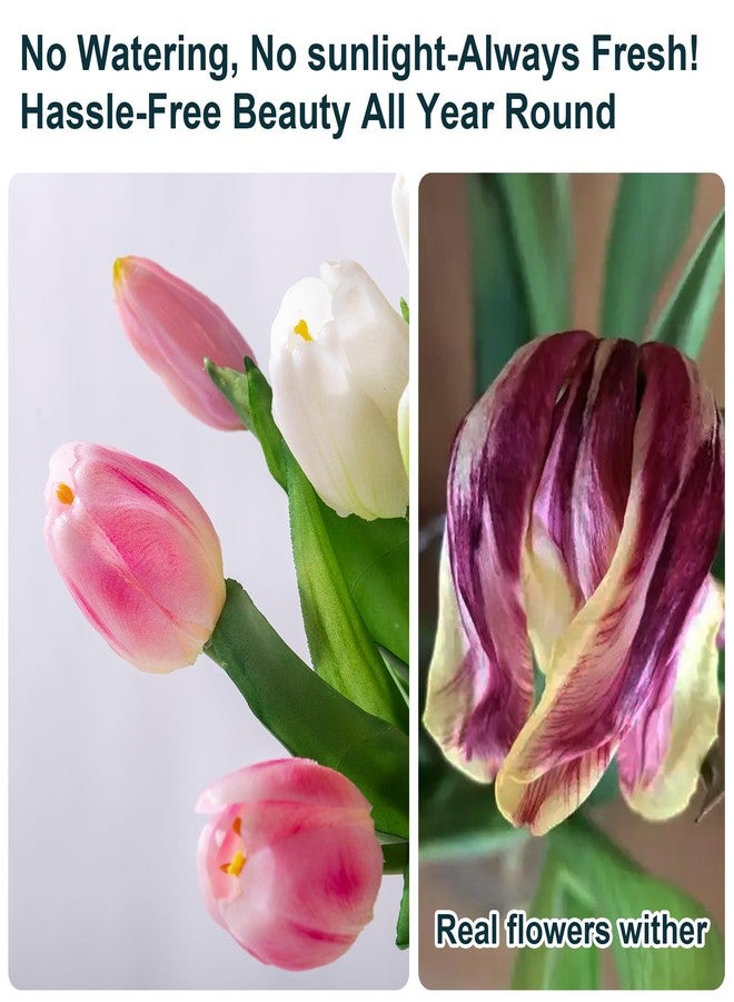 Bailikang 20PCS Fake Tulips Artificial Tulip Silk Flowers Fake PU Bouquet Artificial Flowers Faux Flowers with Gift Box Soft Faux Tulips Bouquets Arrangements for Party Wedding Home - Image 5