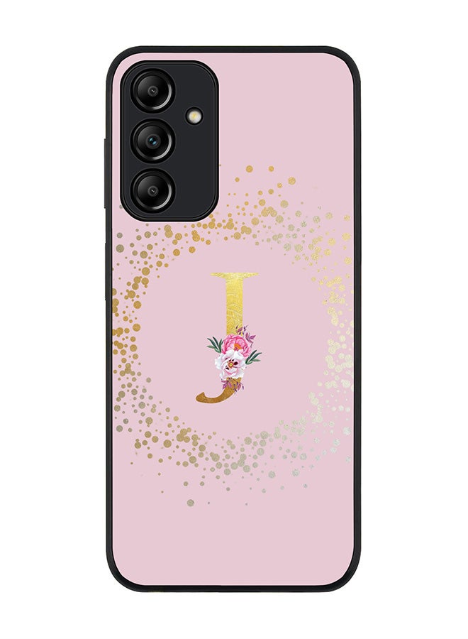 Stylizedd Rugged Black edge case for Samsung Galaxy A15 / A15 5G Case Cover- Custom Monogram Initial Letter Floral Pattern Alphabet-J  (Pink ) - Image 1