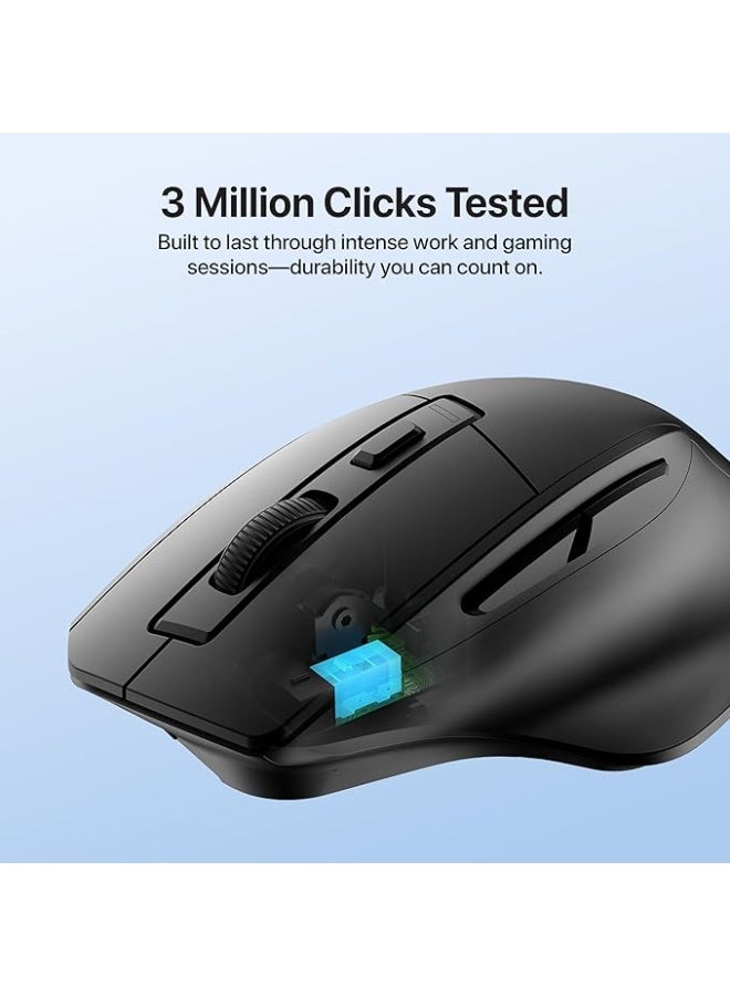 Seeken Workflow Ergonomic Wireless Mouse | Lag-free Gaming Mouse with 6D Buttons, Adjustable DPI for Precision | Comfortable Rubber Grip, Long Battery Life for Office Use | Windows & Mac Compatibility - Image 4